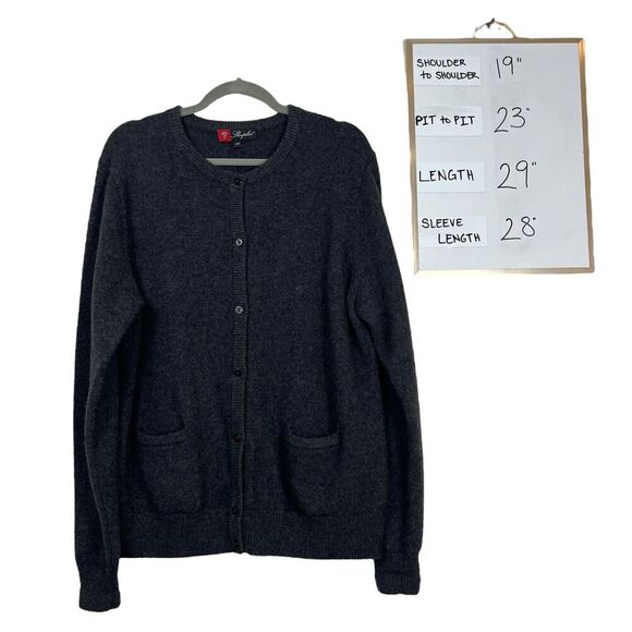 Shephe Sweater Womens Extra Large Gray Charcoal Chasmere Cardigan Kurt Cobain - Picture 10 of 10